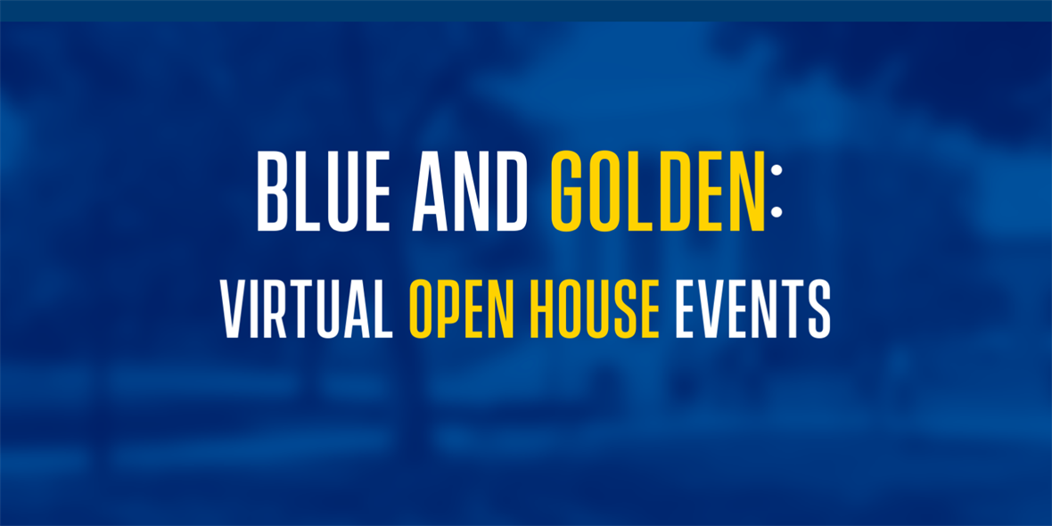 Blue and golden virtual open house events
