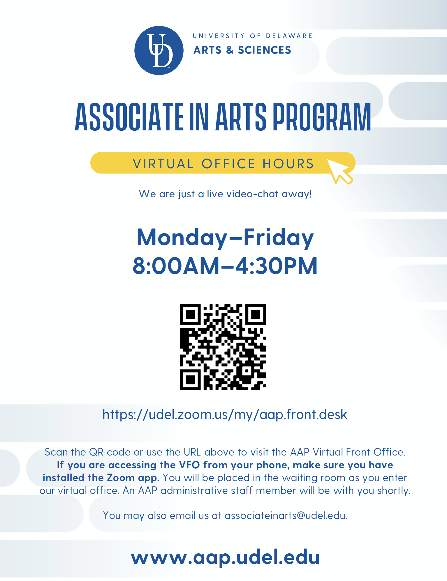 Screen shot of the Virtual Front Office flyer that links to PDF of flyer 
