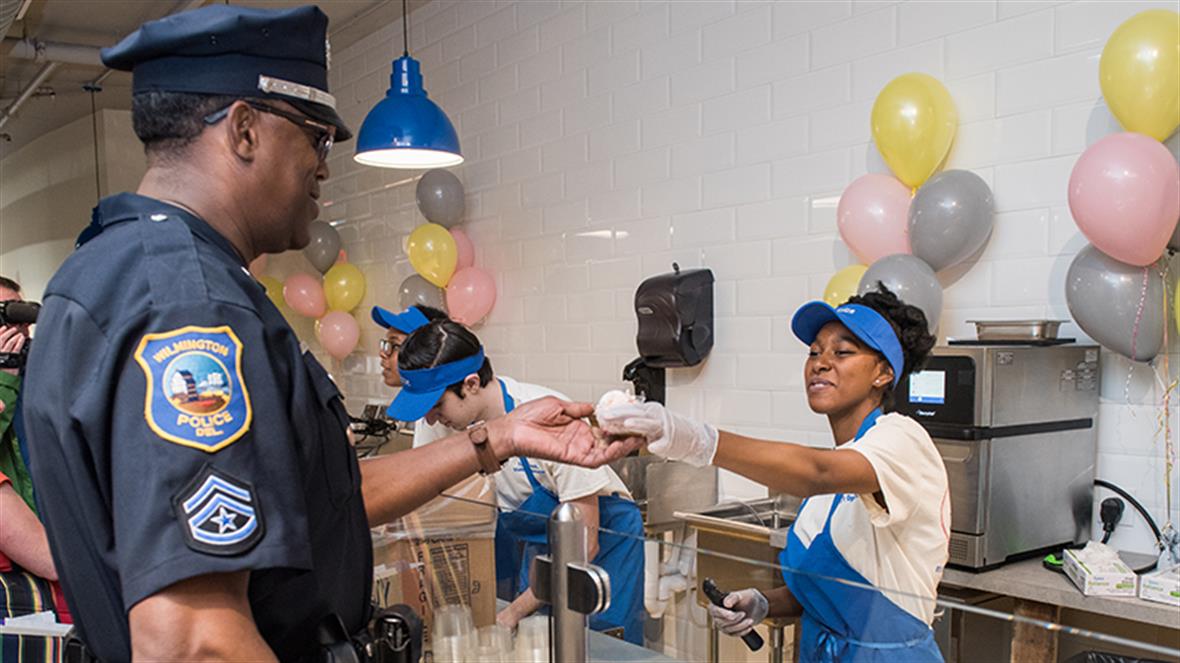 AAP student serves ice cream